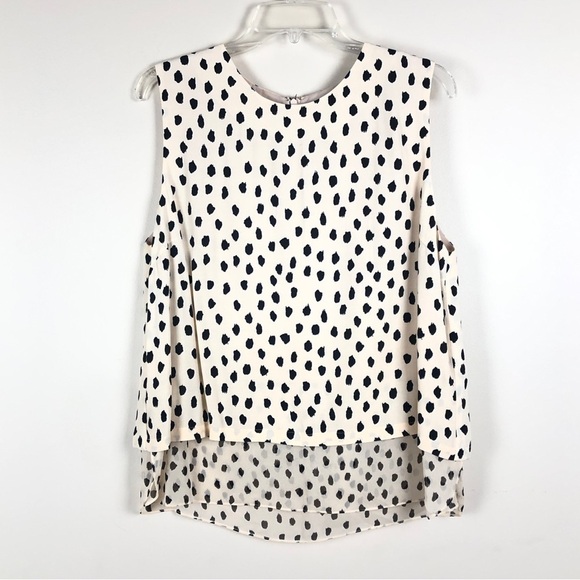 kate spade Tops - kate spade cream black polka dot sleeveless blouse 100% silk